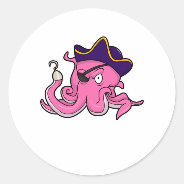 Adesivo Octopus como pirata com mão viciada (Frente)