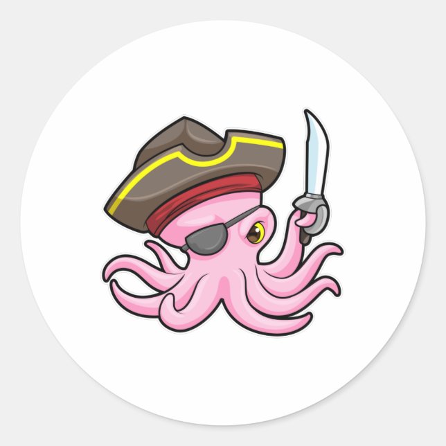 Adesivo Octopus como Pirata com Saber & Eleye (Frente)