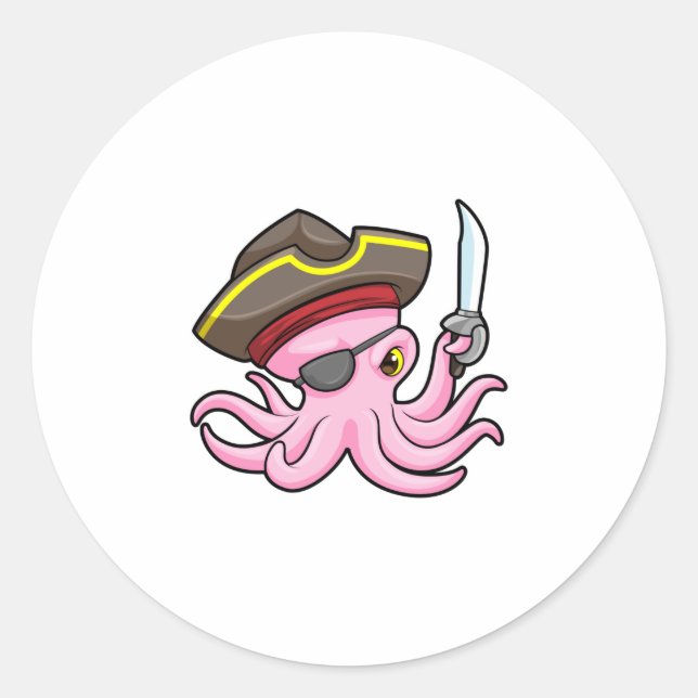 Adesivo Octopus como Pirata com Saber & Eleye (Frente)