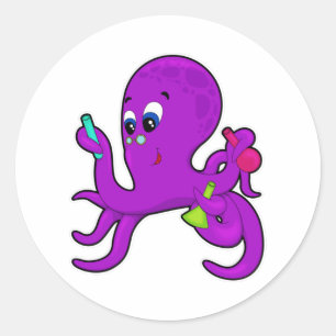 Adesivo Octopus como professor com equipamento de laborató
