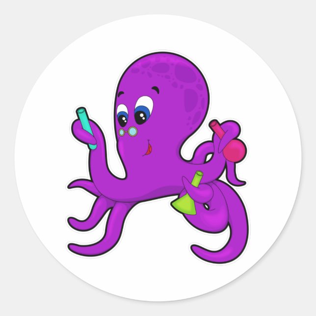 Adesivo Octopus como professor com equipamento de laborató (Frente)