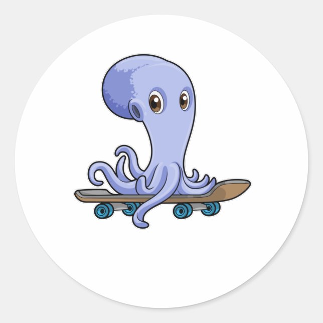Adesivo Octopus como skater com skate (Frente)