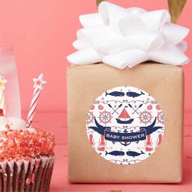 Adesivo Octopus de baleia Marinho de coral Chá de Baby Boy (Festa)