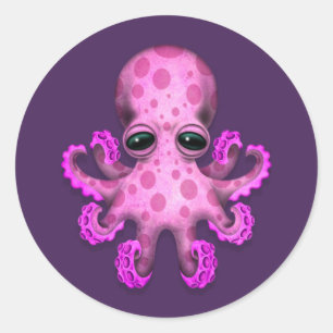 Adesivo Octopus de bebê rosa-claro em roxo