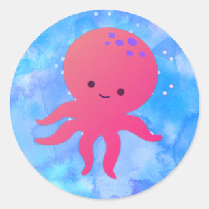 Adesivo Octopus De Cartoon Em Azul-Oceânico