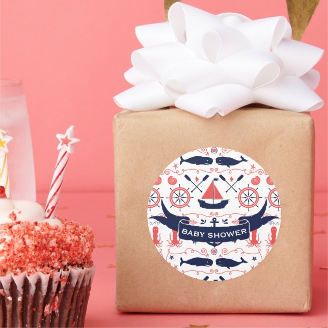 Adesivo Octopus de Marinho de Coral Chá de fraldas Náutico (Festa)