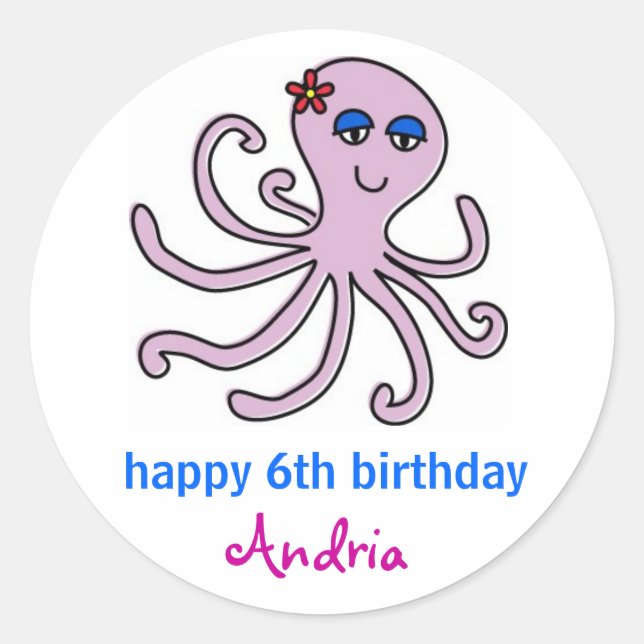 Adesivo Octopus, debaixo do Cupcake do mar Toppers (Frente)