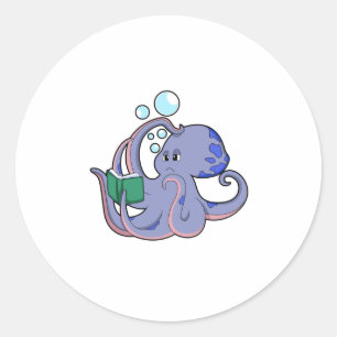 Adesivo Octopus em Leitura com Livro
