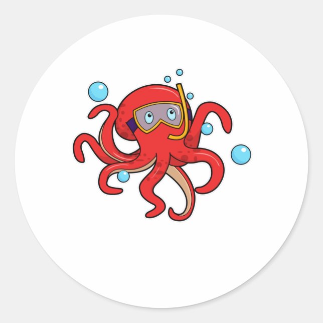 Adesivo Octopus em mergulho com óculos de natação (Frente)