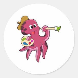Adesivo Octopus em pintura com pincel e cor