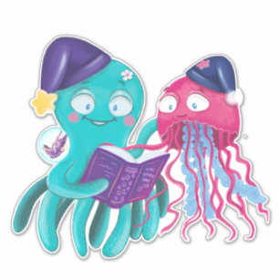 Adesivo Octopus Jellyfish Amigos da Noite Quarto das Crian