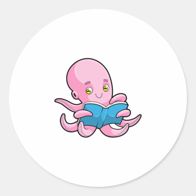Adesivo Octopus na leitura de um livro (Frente)