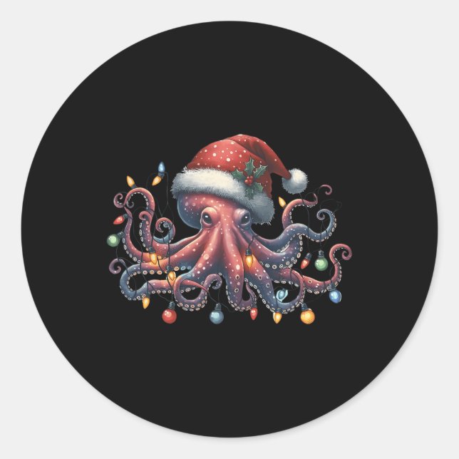 Adesivo Octopus Papais noeis de Natal Luzes de Natal Ocean (Frente)