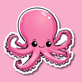 Adesivo Octopus Rosa Sorridente e Bonito