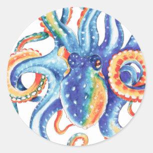 Adesivo Octopus Watercolor Art Colorido