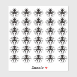 Adesivo Octopus Wedding Place Card Food Meal Menu Choice