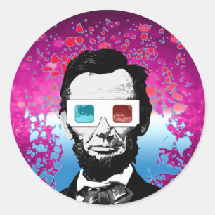 Adesivo Óculos 3D Brilhantes Abraham Lincoln Roxo Rosa Pop