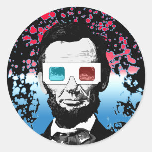 Adesivo Óculos 3D Dramáticos de Abraham Lincoln Preto Pop
