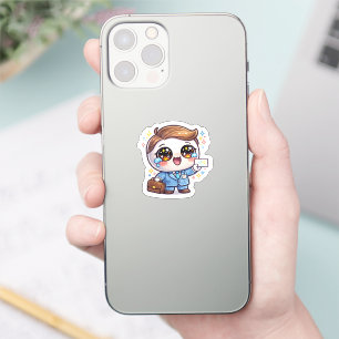 Adesivo Óculos de Médico Kawaii Fofo Terno Mala de Mão