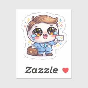 Adesivo Óculos de Médico Kawaii Fofo Terno Mala de Mão