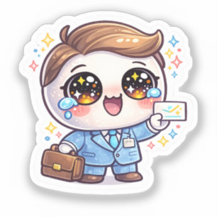 Adesivo Óculos de Médico Kawaii Fofo Terno Mala de Mão