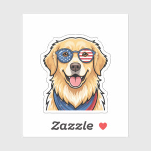 Adesivo Óculos de Sol Cão Patriótico Bandeira dos EUA 4 de