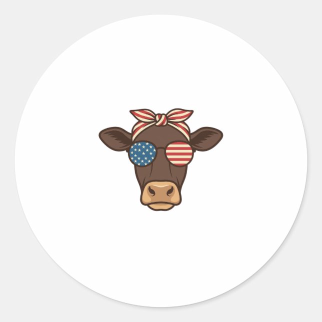 Adesivo Óculos de sol com cabeça de vaca patriótica design (Frente)
