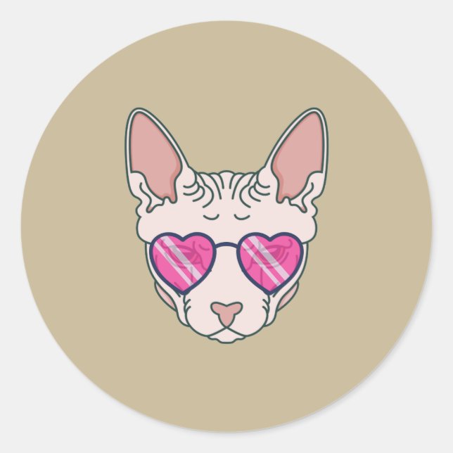 Adesivo Óculos de sol cor-de-rosa de gato esfinge (Frente)