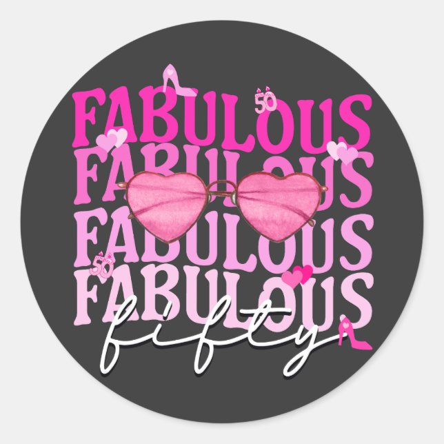 Adesivo Óculos de sol, cor-de-rosa, fabulosos 50 (Frente)
