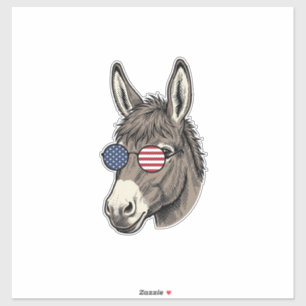 Adesivo Óculos de Sol de Burro Patriota Camisa Vintage Des