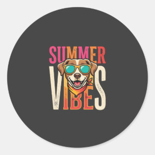 Adesivo Óculos de Sol de Cachorro Vibrações de Verão