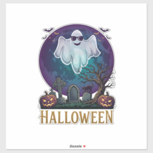 Adesivo Óculos de sol de fantasma de Halloween Lua roxa Ce