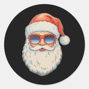 Adesivo Óculos de sol de Natal retrô com rosto de Papai No