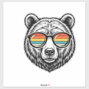 Adesivo Óculos de Sol de Urso Vintage Desenho Gráfico Veto