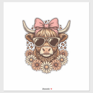 Adesivo Óculos de sol de vaca das Terras Altas fofos com l