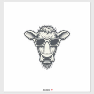 Adesivo Óculos de Sol de Vaca Legal Desenho Vetorial de Gr