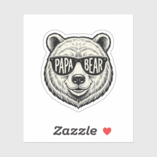Adesivo Óculos de sol do Papai Urso Cabeça de Urso Design 