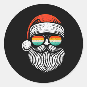 Adesivo Óculos de sol face de Papai Noel Natal Retro Homen