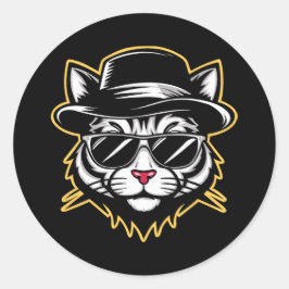 Adesivo Óculos de Sol Fedora Cool Cat