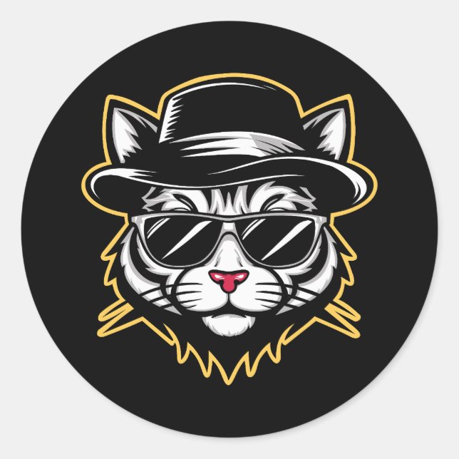 Adesivo Óculos de Sol Fedora Cool Cat (Frente)