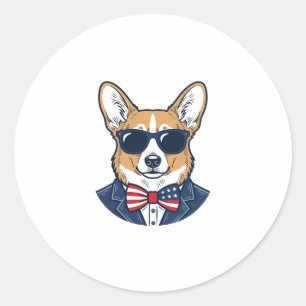 Adesivo Óculos de Sol Patrióticos de Corgi Arte Vetorial V