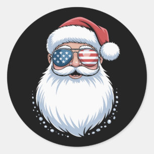Adesivo Óculos de sol patrióticos do Papai Noel EUA Natal