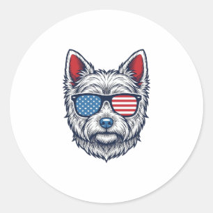 Adesivo Óculos de Sol Patrióticos para Cães Westie Arte Ve