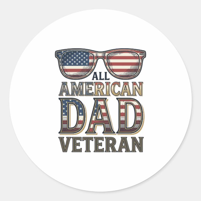 Adesivo Óculos de sol patrióticos para veteranos All Ameri (Frente)