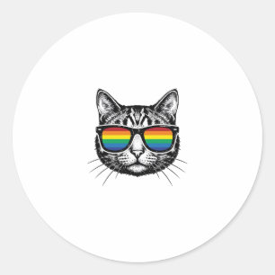 Adesivo Óculos de sol vintage arco-íris Gato Orgulho Camis