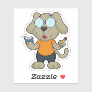 Adesivo Óculos do livro de Nerd de cães