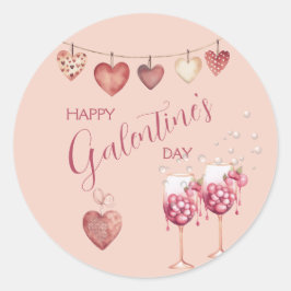 Adesivo Óculos e corações de vinho do dia festivo da Galen
