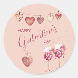 Adesivo Óculos e corações de vinho do dia festivo da Galen