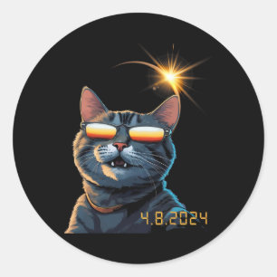 Adesivo Óculos Eclipse Solar 2024 Vestindo Gatos Eclipse