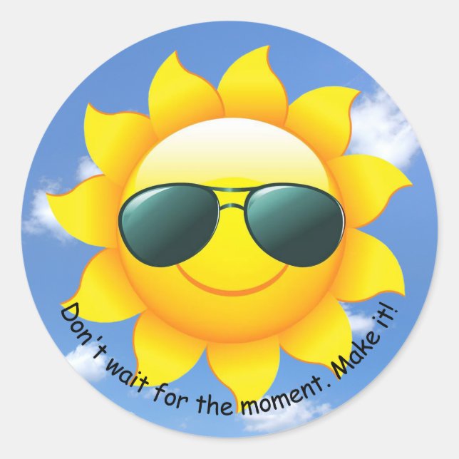 Adesivo Óculos escuros no sol amarelo no céu com aspas (Frente)